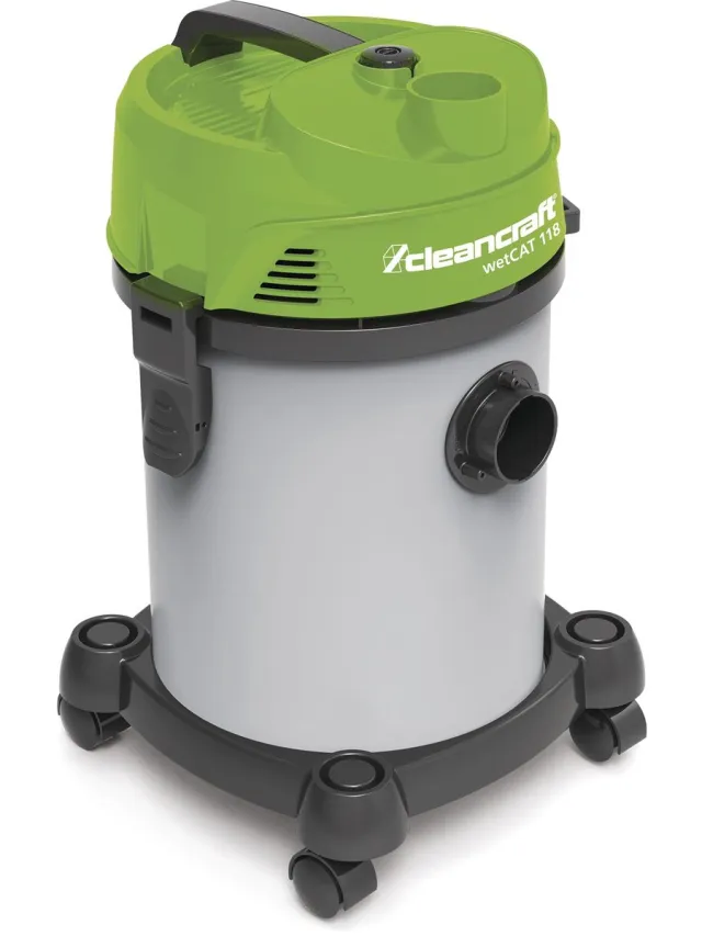 Cleancraft Nat- en droogzuiger met blaasfunctie - 18 liter kunststof tank - 1 motor 1,2 kW 230 V Cleancraft WETCAT 118 Groen