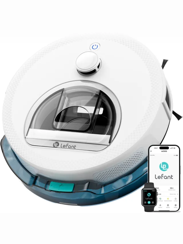 Lefant® Lefant M330S robotstofzuiger met 5000 Pa sterke zuigkracht - Anti-klitborstel - Inclusief laadstation - dTOF Lidar-navigatie - Dweilrobot - Bediening via app - Geschikt voor huisdieren en tapijt Wit