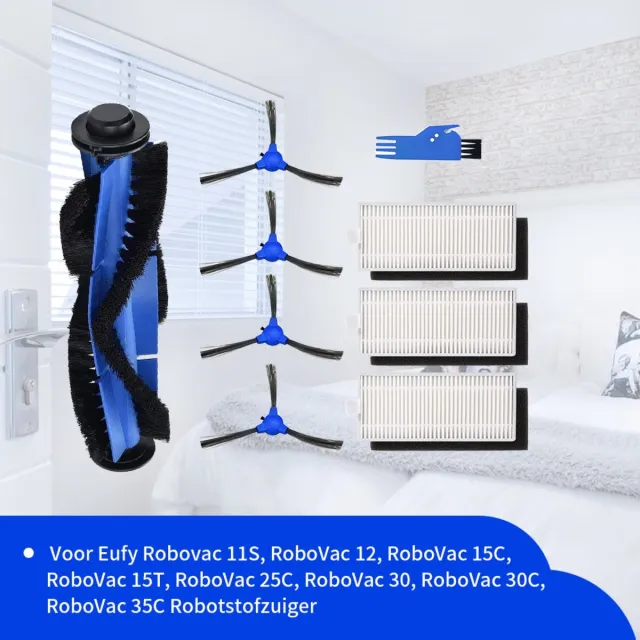 Replacements Onderdelen geschikt voor Eufy Robovac 11S, 11S Plus, 12, 15C, 15T, 25C, 30, 30C en 35C- 9-delig Blauw