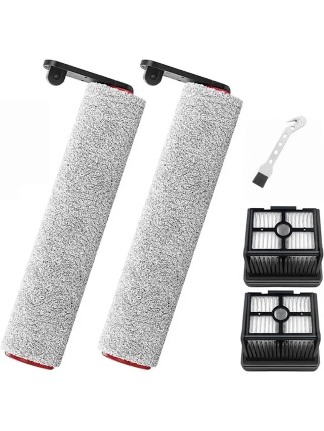 Pyreta Robotstofzuiger Vervangende Onderdelen - Geschikt voor Dreame H12 Pro / H12 Plus – Reserveonderdelen voor nat- en droogstofzuiger: zachte borstelrol en HEPA-filter (4 stuks) Multicouleur