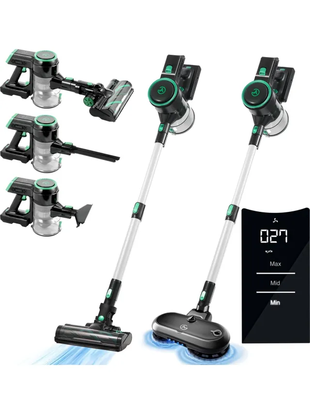 AG AG4100+ Steelstofzuiger Draadloos – Met Dweilfunctie 2 in 1 – Velvet Green – Krachtige Stofzuiger Zonder Zak – Geschikt voor Dierenharen – Compact & Lichtgewicht Kruimeldief Green Velvet