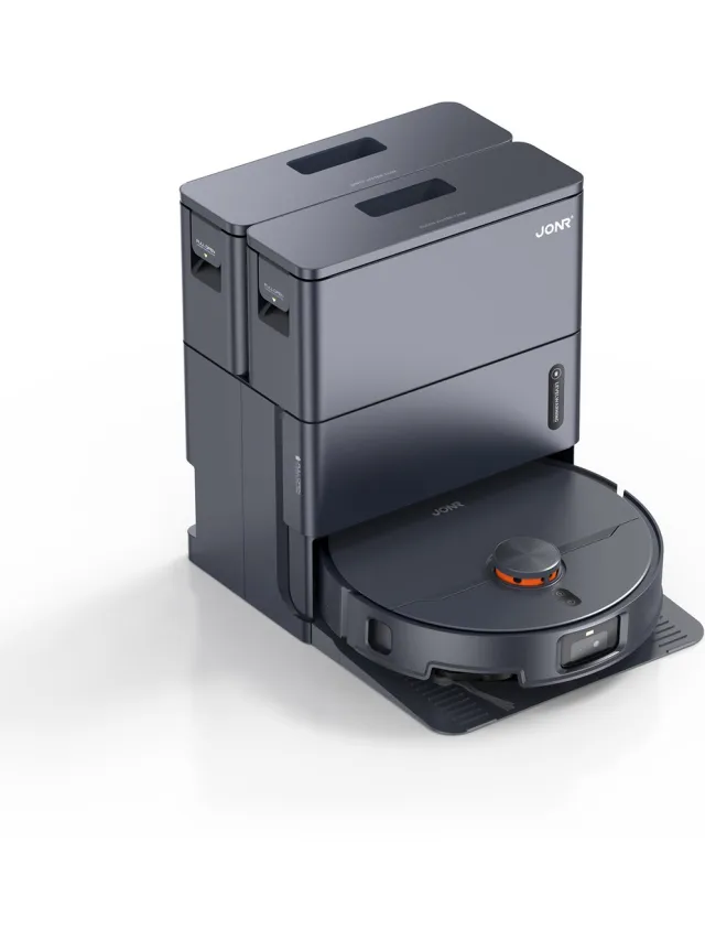 Jonr X1 Max All-in-One Robotstofzuiger - Uitschuifbare dubbele armen - 75 ℃ dynamische heetwaterreiniging - 45 ℃ Heteluchtdroging - Klitvrije haarverwijdering - AI-obstakelvermijding Zwart