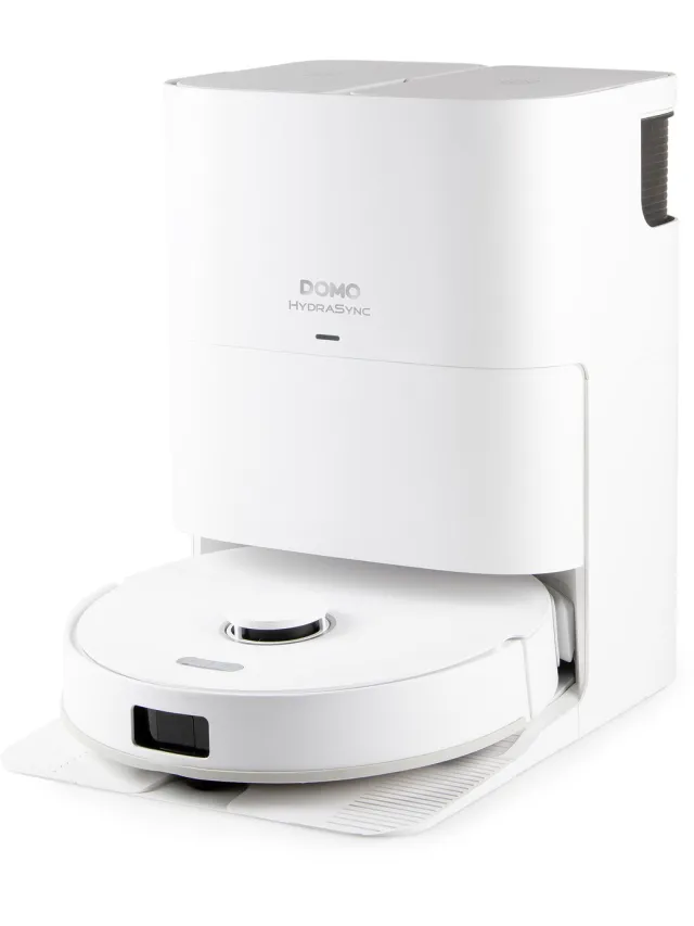 Domo DO7300S Robotstofzuiger met Dweilsysteem “HydraSync” - 20 kPa - Dubbele Roterende Dweilmoppen - Laser Navigatie - Obstakeldetectie - Automatische Lediging/Reiniging - Wit