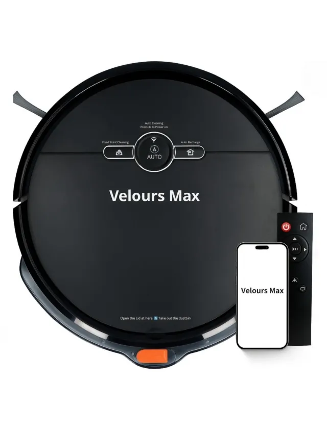 Velours Max Robotstofzuiger met Dweilfunctie - Robot Stofzuiger - Slimme Navigatie - Met Laadstation - Automatisch Oplaadstation - Dweilrobot - Huisdieren - Robotstofzuigers met Dweilfunctie - Robotstofzuigers - Stofzuiger - Stofzuigers Zwart