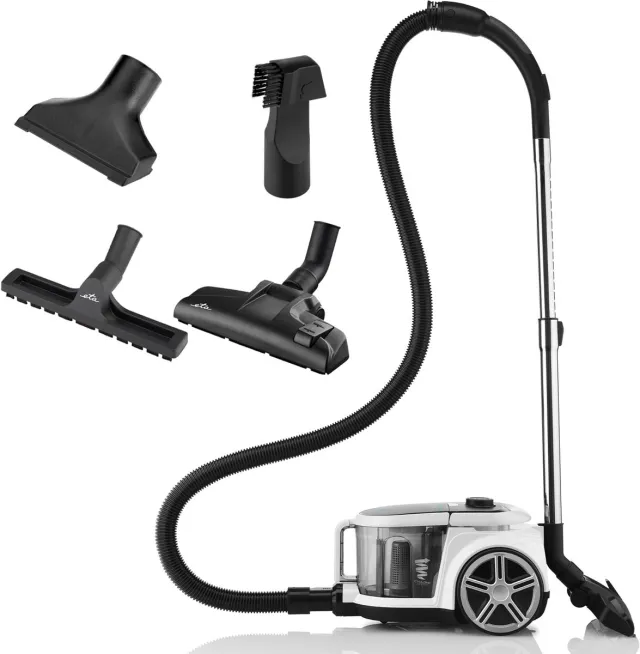 Eta Stormy Home Stofzuiger zonder Zak met Opzetstukken – ECO-motor, HEPA 13 Filter en 360° Draaibaar - Actieradius 9 Meter – 2,2 Liter – Zwart