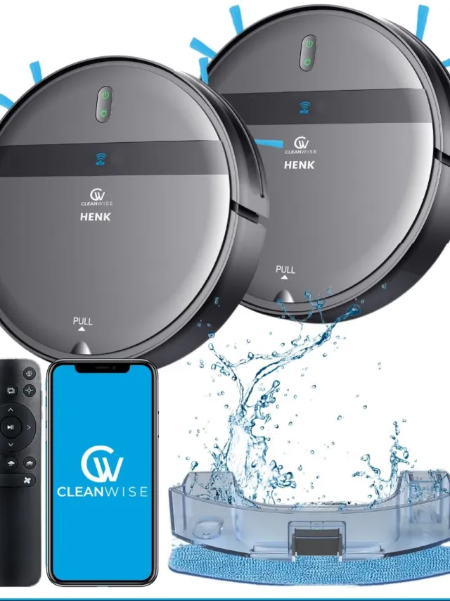 CleanWise Henk Duo Pack – 2× Robotstofzuiger met dweilfunctie en laadstation – 4500 Pa zuigkracht, app- en spraakbediening – ideaal voor huisdieren, harde vloeren & tapijt Zwart