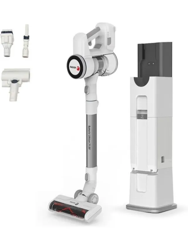 Fagor 2-in-1 draadloze steelstofzuiger - FAGOR - FG6415 - 300W - Met zelfreinigende voet - Flexibele buis - 3 snelheden - 60 min. batterijduur WIT