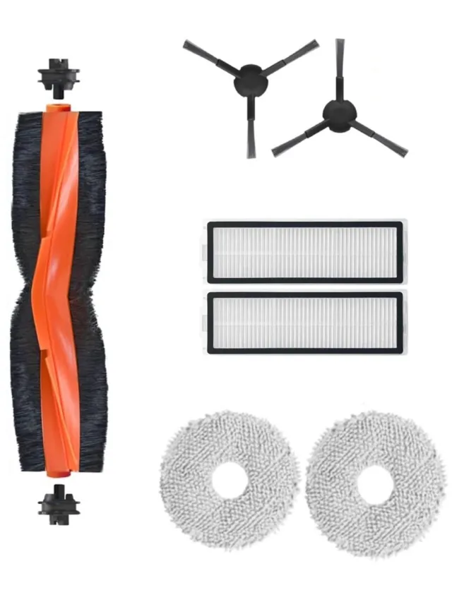 Wclavion Stofzuiger accessoireset - Geschikt voor Xiaomi stofzuigers, met 2 reinigingsdoeken, 2 filters, 2 zwarte zijborstels, 1 centrale borstel