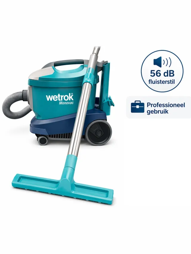 Wetrok Comfort 6 Professionele Stofzuiger, Krachtige Zuigkracht, Vermogen – 900W – Zeer Stil (56 dB) – 12 m Kabel – Industriële Stofzuiger Groen Blauw