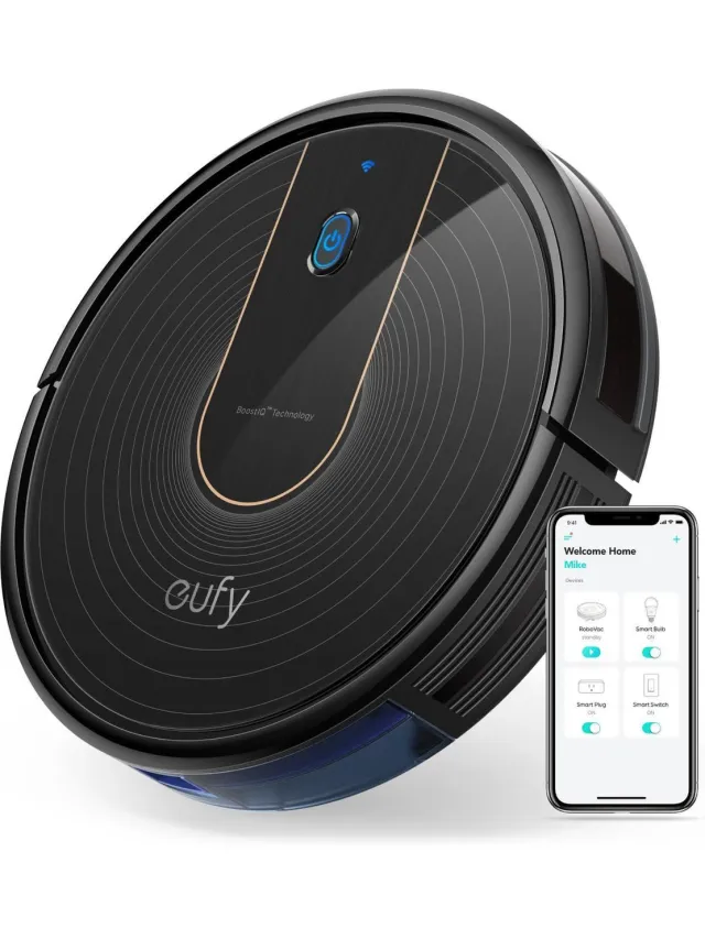 Eufy RoboVac 15C - Robotstofzuiger met Laadstation - 1300PA Zuigkracht - 4 Zijborstels zwart