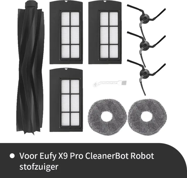 Replacements Onderdelen geschikt voor de Eufy X9 Pro robotstofzuiger van Replacements - 10-delig Zwart