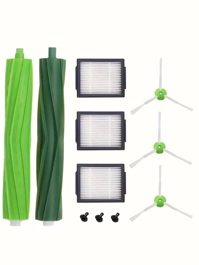 AMtechno 1 Set Van Vervangende Onderdelen geschikt voor IRobot I8 I8+ I7 I7+ I6 I6+ I4 I3 I3+ Plus J7 E5 E6 E7 I&E&J Serie Stofzuiger, Inclusief Multi-Surface Rubber Borstels, HEPA Filters En Edge-Sweeping Borstels Groen