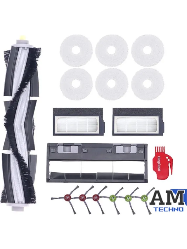 AMtechno Reserveonderdelen geschikt voor Ecovacs Deebot X1 Omni Turbo robotstofzuiger, 1 hoofdborstel, 6 zijborstels, 2 filters, 6 microvezel-dweildoek, 1 hoofdborstelafdekking, 1 reinigingsborstel