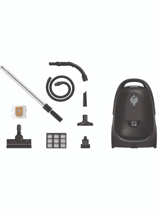Nilfisk Perform Allergy Plus Stofzuiger met Zak – HEPA 14 Filter, 4L Capaciteit, LED Combi Mondstuk, 2m Slang, Geschikt voor Tapijt & Harde Vloeren, 10 Jaar Motorgarantie Zwart