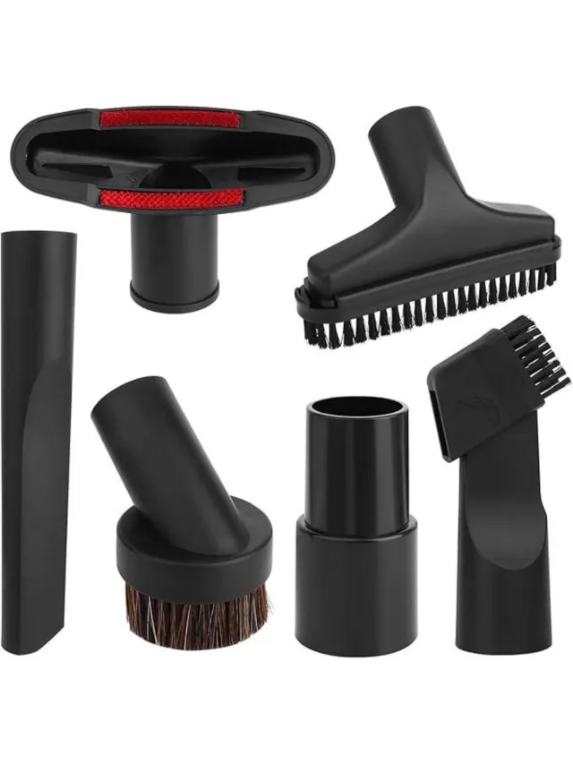 GelldG 6 Stuks Stofzuigermondstukken - Universale Aspirateur Accessoires - Complete Set voor Huishoudelijk Gebruik - Geschikt voor Meubels en Andere Oppervlakken - Plastic - Incl. Borstel, Spleetmondstuk en Meer Zwart