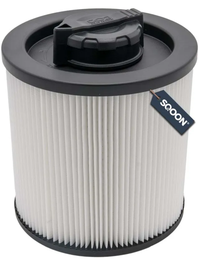 SQOON Cilinderfilter Geschikt voor DeWalt 23–61L Stofzuigers – Vervangt DXVC6910 zwart wit