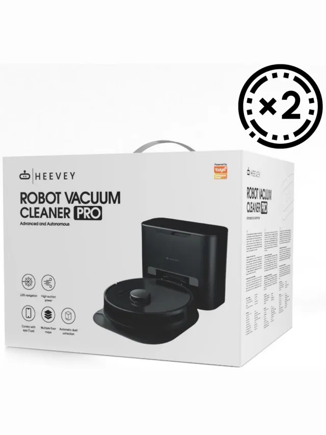 Heevey Luxe Robotstofzuiger met laadstation - 2 extra stofzuigerzakken Zwart