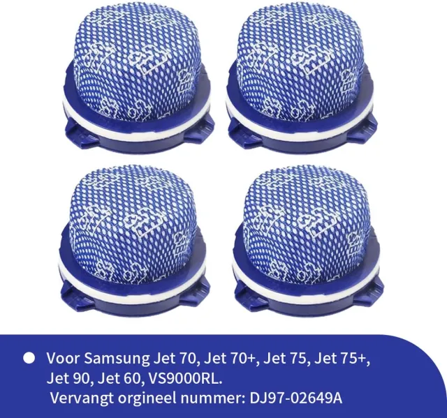 Replacements Filters geschikt voor Samsung Jet 60 - 75 en 90 series - 4 stuks Blauw