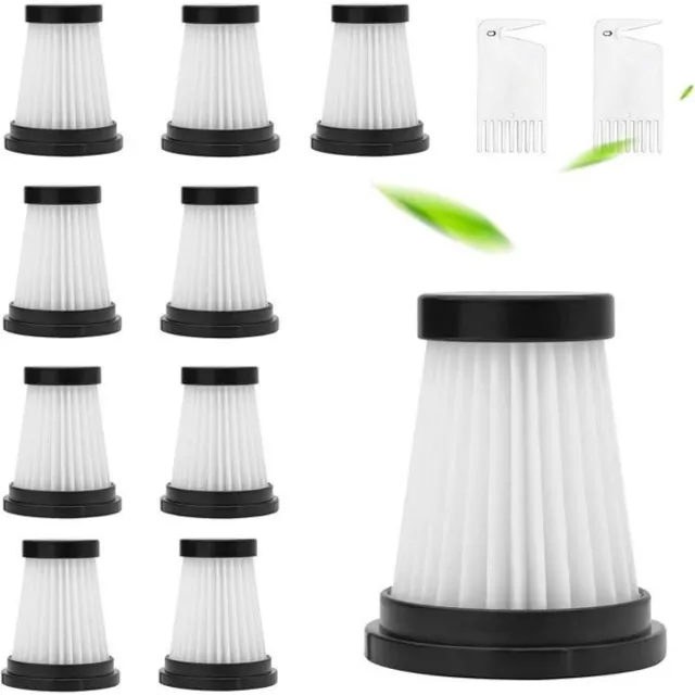 GelldG 10 Stuks Stofzuigerfilters - Wasbare Hepa Filter Set - 4,8x4cm - Incl. Reinigingsborstel - Geschikt voor Moosoo K12 K12 PRO K13 Draadloze Stofzuigers - Plastic Wit