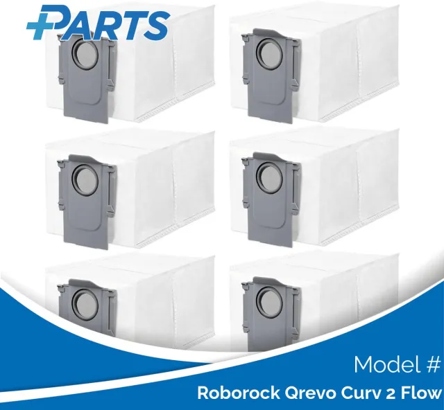 Plus.Parts Roborock Qrevo Curv 2 Flow Stofzakken (6 Stuks, Plus.Parts® alternatief voor 8.02.0239) Overig