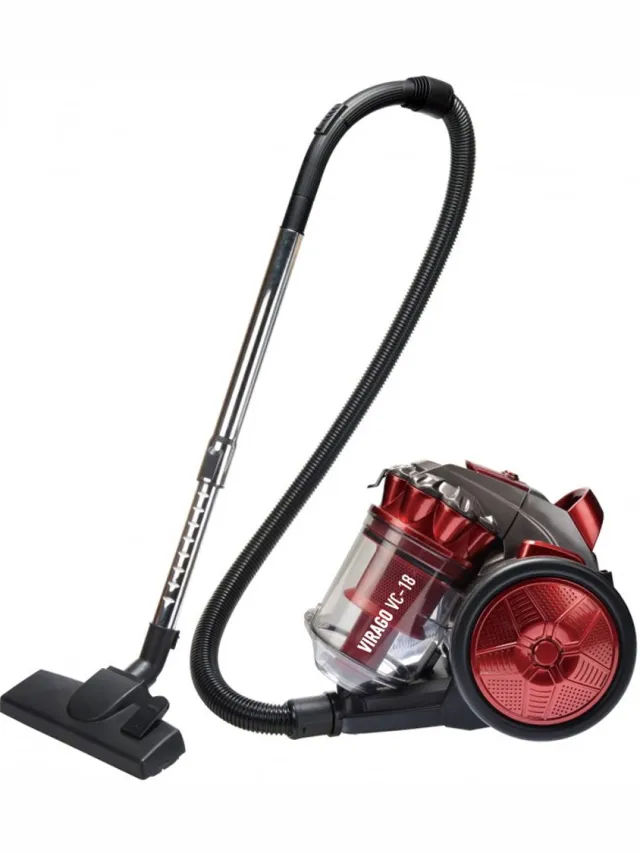 Elit Virago VC-18- Stofzuiger zonder zak-900W-Sterke zuigkracht-HEPA filter-Compact en lichtgewicht-Geschikt voor harde vloeren en tapijt Rood