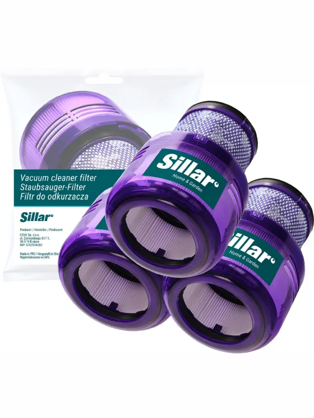Sillar Set 3 stofzuigerfilters – wasbaar - vervangingsfilter geschikt voor Dyson V11 Absolute Pro SV14 Animal Total Clean V15 - vervangt 970013-02 Paars