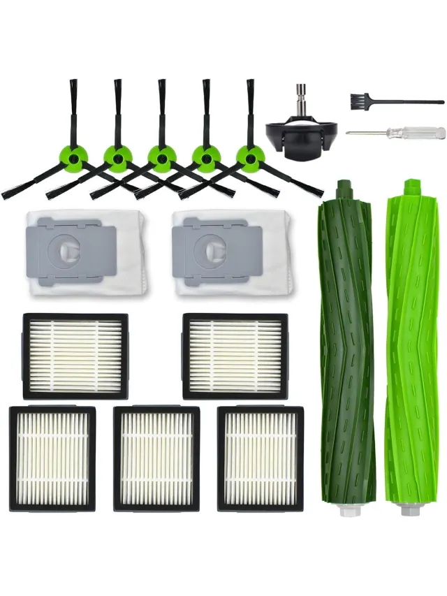 iRobot Roomba Vervangingsonderdelen Geschikt voor iRobot Roomba J Plus Series J5+ J6+ J7+ J8+ J9+ – 1 hoofdborstel, 2 stofzakken, 5 zwarte zijborstels, 5 filters, 1 voorwiel (Zonder Combo j7+ j9+)