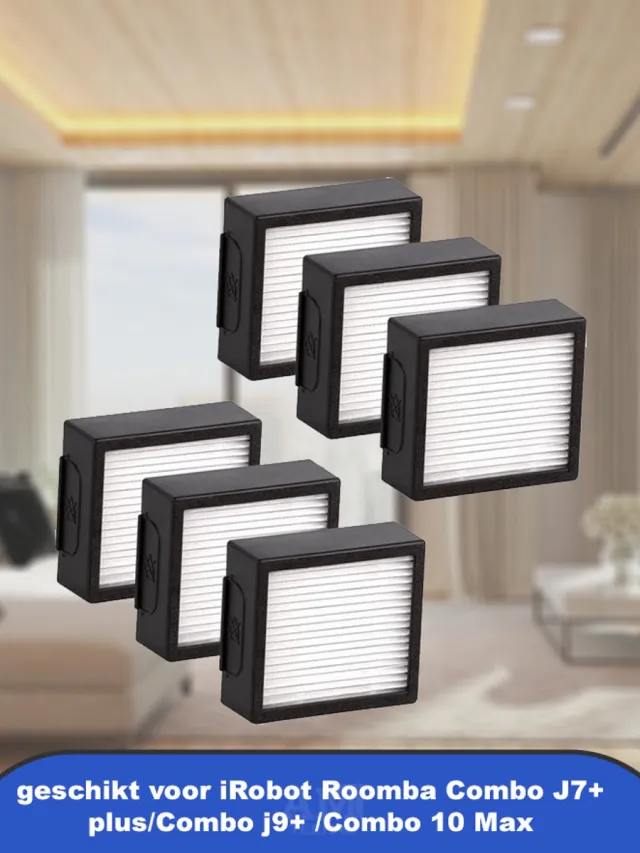 AMtechno 6 Stuks Vervanging Filter geschikt voor iRobot Roomba Combo J7+ plus/Combo j9+ /Combo 10 Max Robotic Stofzuiger HEPA Filters Accessoire Kit 6 Stuks Zwart
