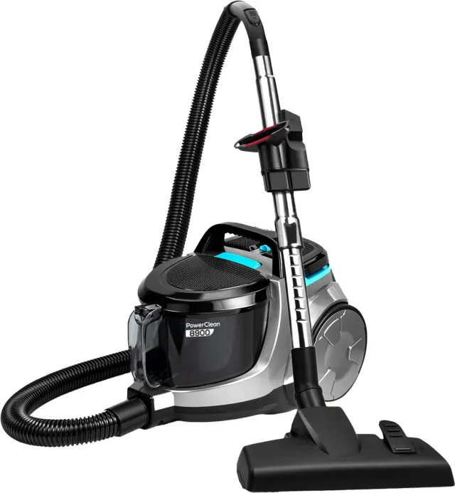 Sanovy PowerClean-8900 Stofzuiger Zonder Zak – Krachtige 2,5L Cycloon Stofzuigers, 9 m actieradius – Alle Vloertypen – 2 opzetstukken Grijs