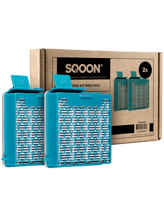SQOON XL Filterset geschikt voor Miele Boost CX1 stofzuiger - 2 STUKS - Gelijk aan model: SF-HY 60 - Vervangt HEPA-filter 11639240 - Voor schone en allergievrije uitblaaslucht Blauw
