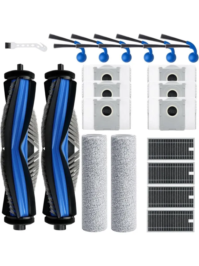 GelldG Stofzuigeraccessoiresets - 21 Stuks - Geschikt voor ECOVACS DEEBOT T80 OMNI - Complete vervangset met 2 hoofdborstels, 4 filters, 6 zijborstels, 2 borstelrollen, 6 stofzakken en 1 reinigingsborstel Blauw