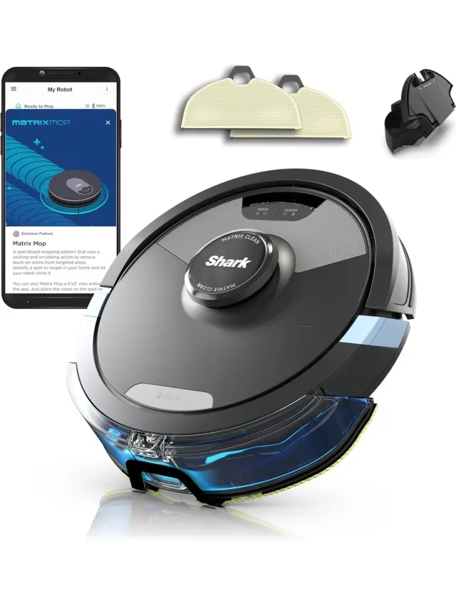 Shark Matrix Plus 2-in-1 Robotstofzuiger met Dweilfunctie - 360° LiDAR Sensor - met Laadstation - Huisdieren - Dweilrobot - 2024 Model - RV2620WDEU Zwart