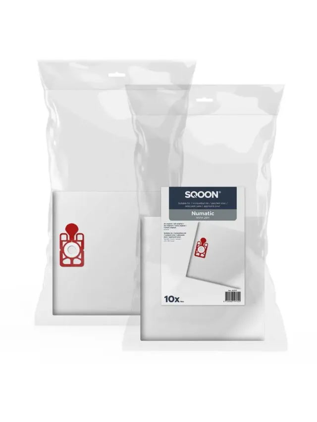 SQOON Stofzuigerzakken geschikt voor Numatic 2BH 320/390 - Gelijk aan model: 604016 - High Filtration voor optimale stofopname - 10 Stuks