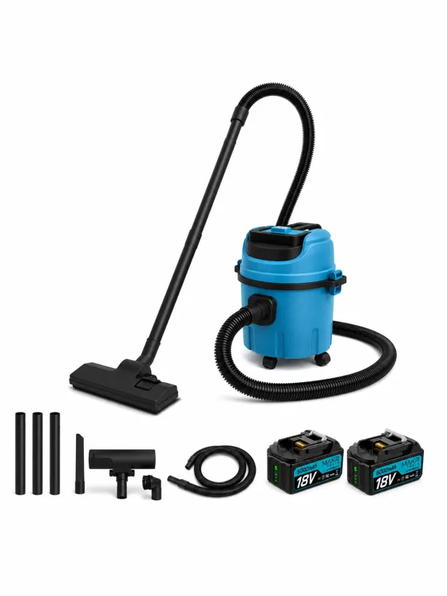 MAKR Alleszuiger Nat & Droog 18V – Compatibel met Makita LXT – 30 kPa – 10L – Bouwstofzuiger met 3 Opzetstukken 2 Accus & Accessoires