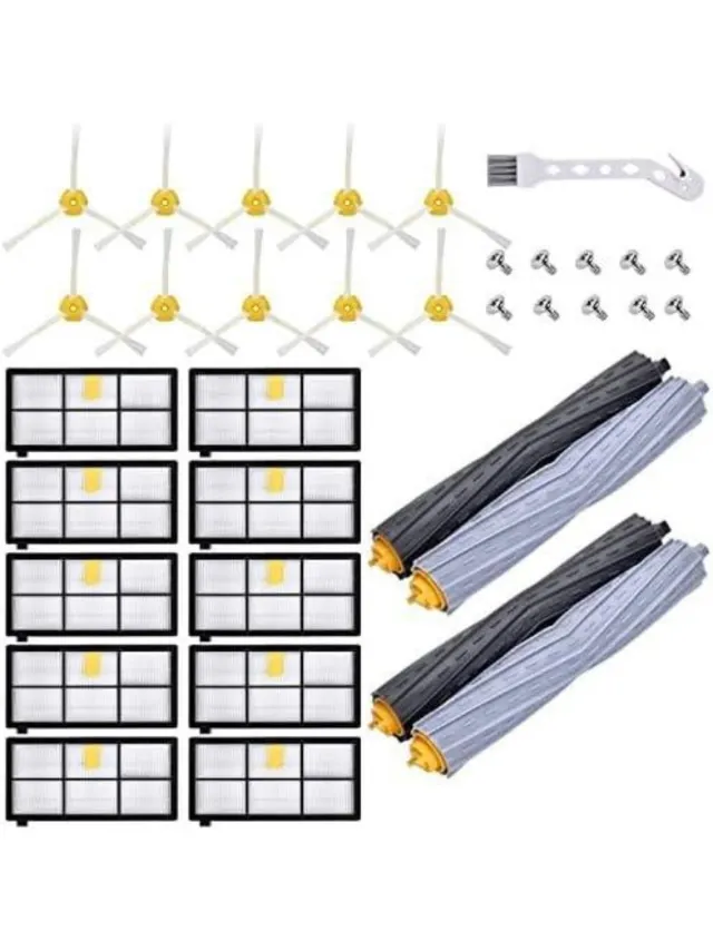 GelldG Vervangingsonderdelen & Borstelset – 23-delige set – Geschikt voor iRobot Roomba 800- & 900-serie (860, 866, 870, 871, 880, 886, 960, 966, 971, 976, 980, 981) robotstofzuigers – Inclusief filters Grijs