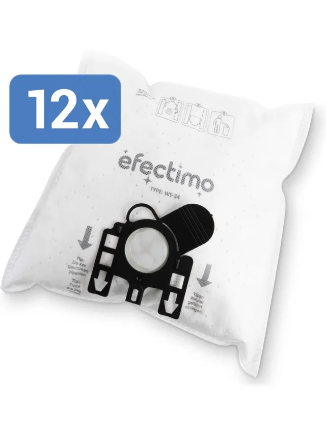 efectimo Miele GN stofzuigerzakken van efectimo - geschikt voor: Miele Black Pearl stofzuigerzakken, Miele Black Pearl 5000 stofzakken en Miele type GN - 12 stuks - drielaags topkwaliteit microvezel stofzuigerzakken voor Miele GN