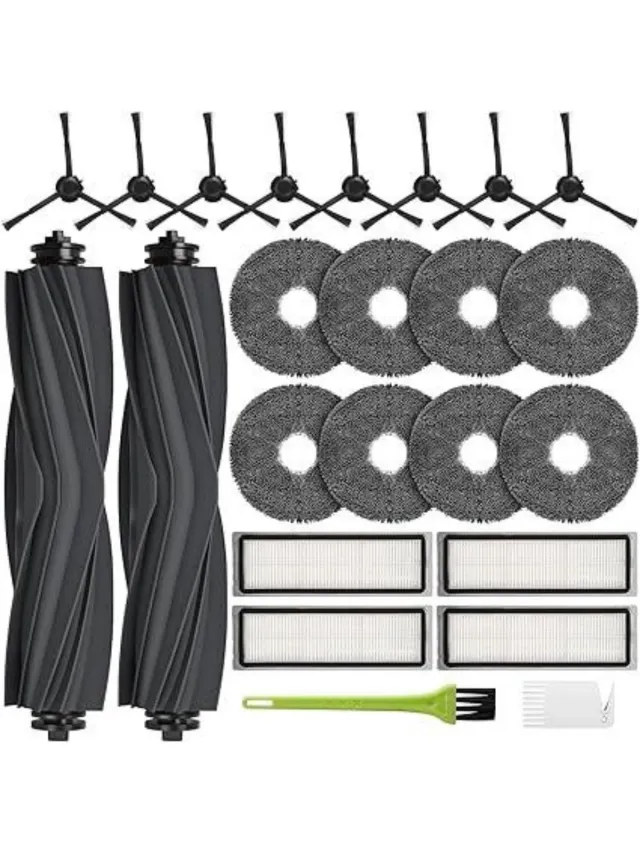 GelldG 22 Stuks - Stofzuigeraccessoiressets - Onderdelen Set - Geschikt voor Dreame L10 Prime / L10s Plus / L10s Pro Gen 2 / L10s Ultra - 2 Hoofdborstels 8 Reinigingsdoekjes 4 Filters 8 Zijborstels - Kunststof grijs