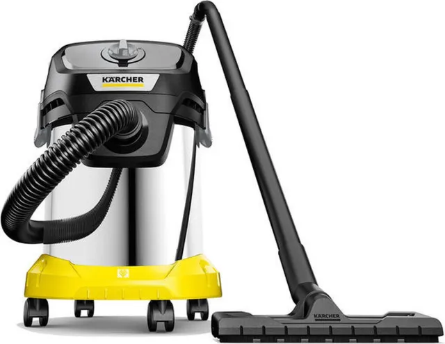 Kärcher KWD 3 S V-17/4/20/F 17 l Trommelstofzuiger Droog en nat 1000 W Stofzak Zwart;Roestvrijstaal;Geel