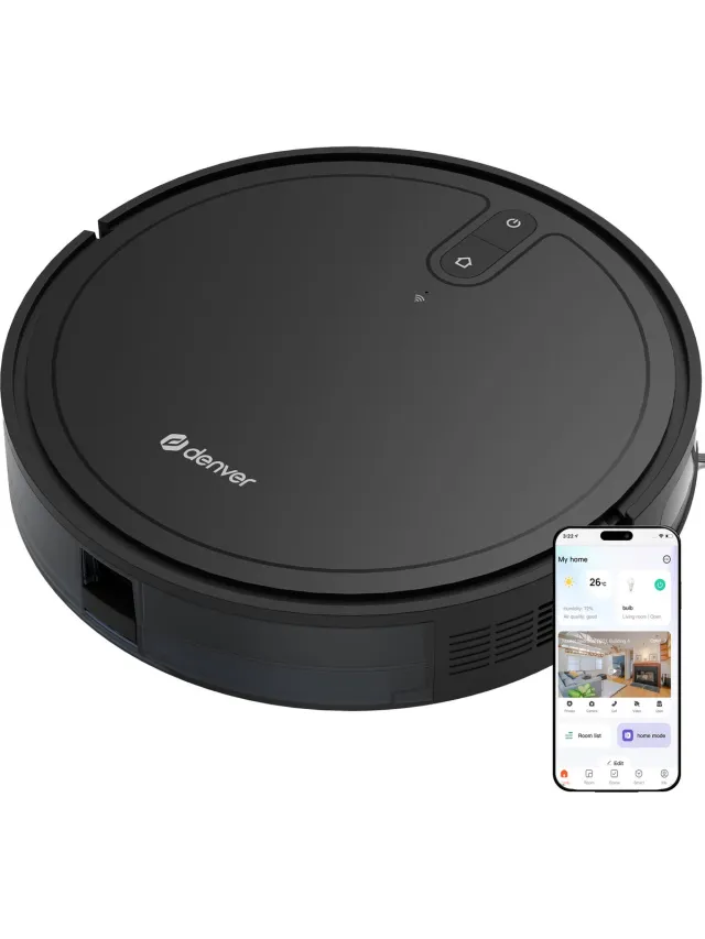 Denver Robotstofzuiger met Laadstation - Smartphone TUYA App - Gyroscope Navigatie - Geschikt voor Huisdierharen - RVC125 - Zwart