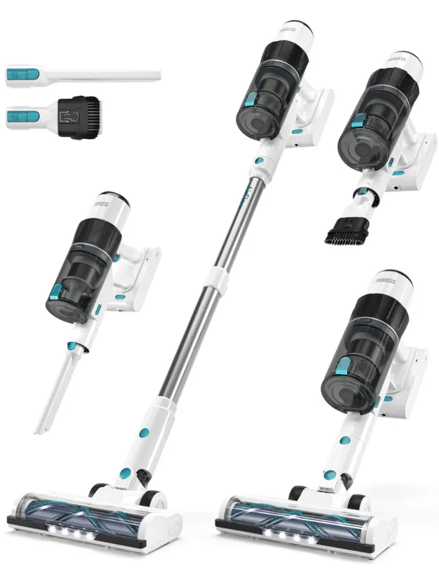 Princess Draadloze Steelstofzuiger en Handstofzuiger 339520 - 25,9V - 350W - Tot 50 Minuten Accuduur - Inclusief Accessoires Wit