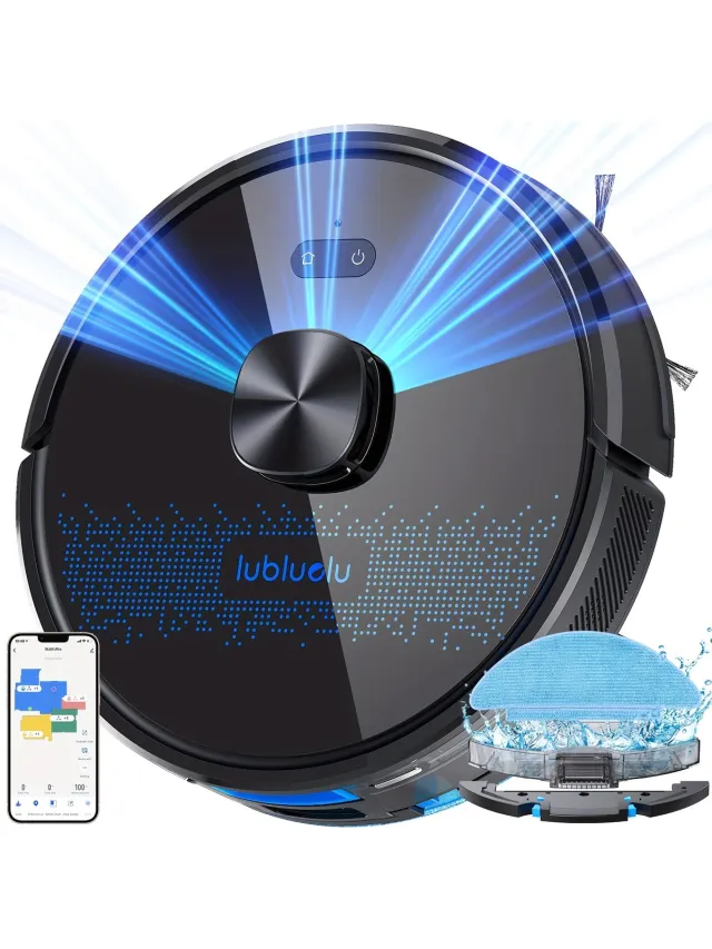 Lubluelu SL60 Robotstofzuiger - Robot Stofzuigers met Dweilfunctie - 7000Pa Krachtig Zuigkracht -LiDAR-navigatie – Borstel die klitten voorkomt – Ideaal voor dierenharen Zwart