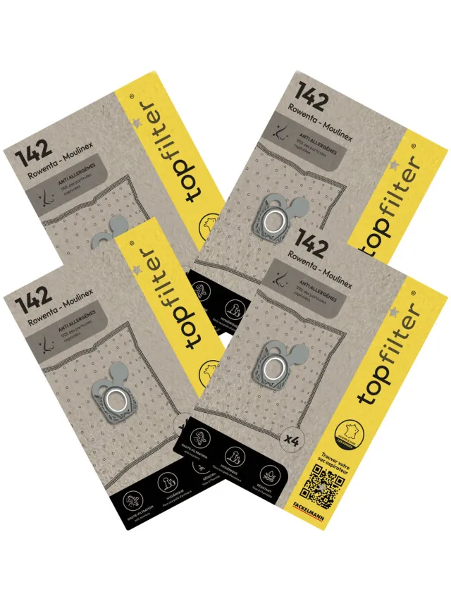 Top Filter Set van 4 pakketten van 4 stofzuigerzakken 64142 Rowenta en Moulinex TopFilter Premium
