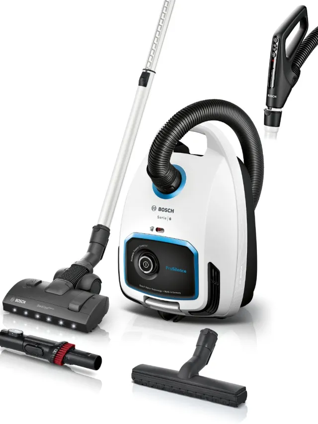 Bosch ProSilence BGB6SIL0L Serie 6 - Stofzuiger met zak - 12mtr bereik - Voetverlichting - HEPA hygienefilter - 66db - Afstandsbediening in handvat - Wit Wit met verlichting