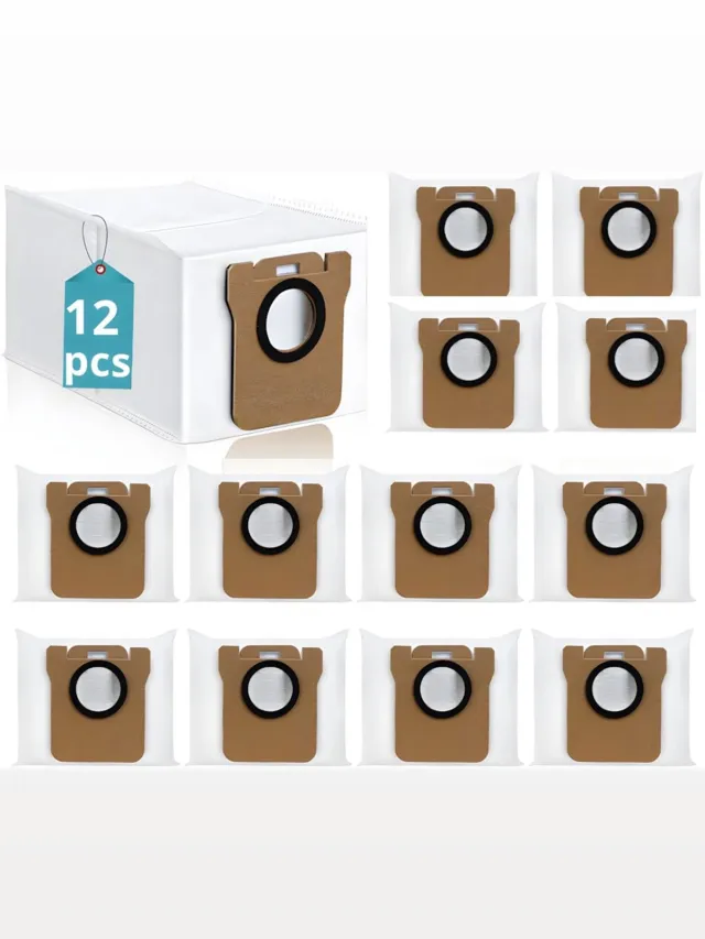 PolkaHome 12 stuks stofzakken compatibel met Dreame L10s Ultra / L10s Pro Ultra / L10 Ultra / L20 Ultra / L30 Ultra / Xiaomi X10+ / X20+ / X40 Ultra – Grote capaciteit, stofzuiger stofzak, reserveonderdelen en accessoireset, stof zakken 12 stuks stofzakken.