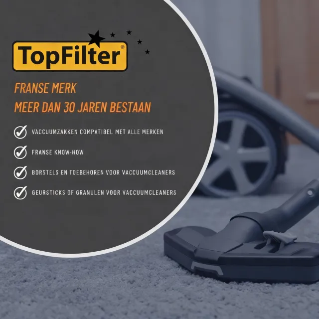 Top Filter Lang en flexibel stofzuigerslang mondstuk TopFilter Zwart
