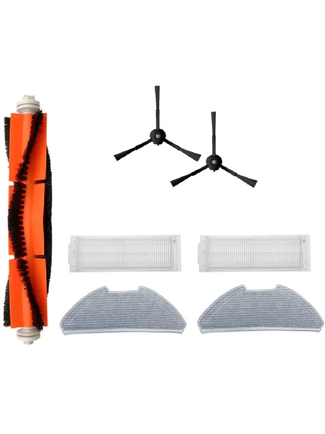 Wclavion Robotstofzuiger accessoireset - Geschikt voor Xiaomi Roborock 2 Pro, met 2 zijborstels met 3 zwarte armen, 2 filters, 2 full-cover doeken, 1 centrale borstel met afneembare kop