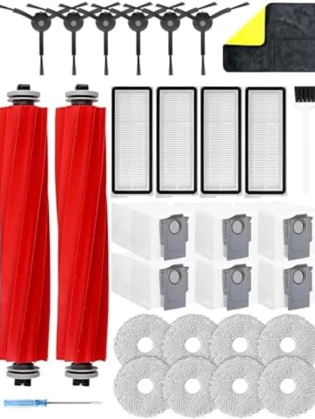 San Marque Accessoires geschikt voor Roborock Qrevo pro/Qrevo Maxv/Qrevo Plus/Qrevo S, accessoireset, stofzuigeronderdelen, met 2 x hoofdborstel, 6 x stofzak, 8 x dweildoeken, 4 x filter, 6 x zijborstels, 1 x Zwart