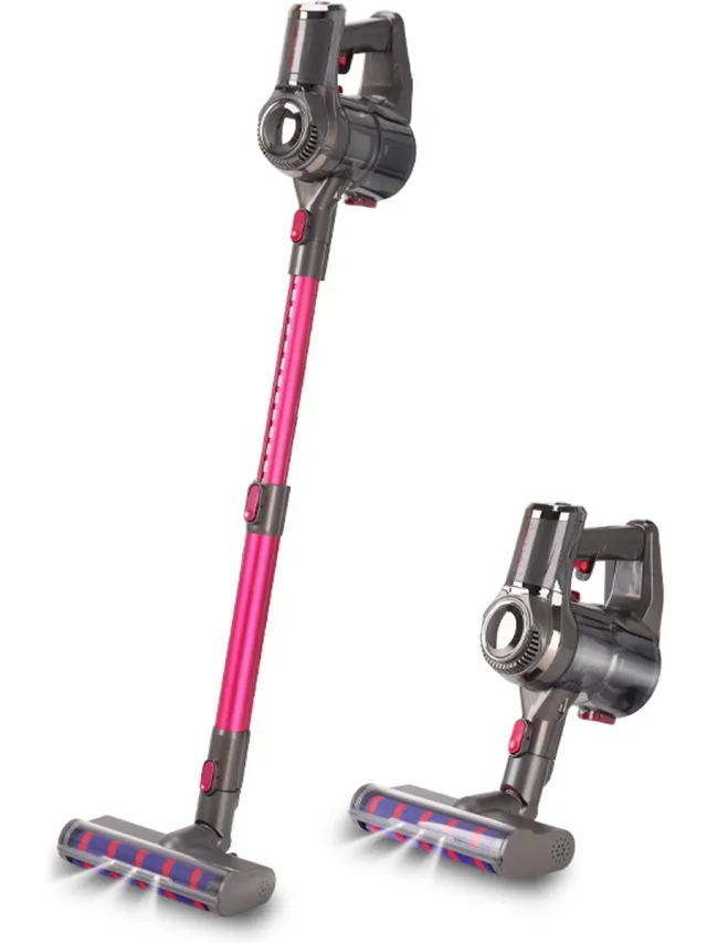 Swiss Pro+ snoerloze steelstofzuiger V12 - Dyson look steelstofzuiger- steelstofzuigers steelstofzuiger draadloos met kruimelzuiger turbo stand led verlichting in mondstuk sterke zuigkracht draadloos zonder zak 4 in 1! Grijs
