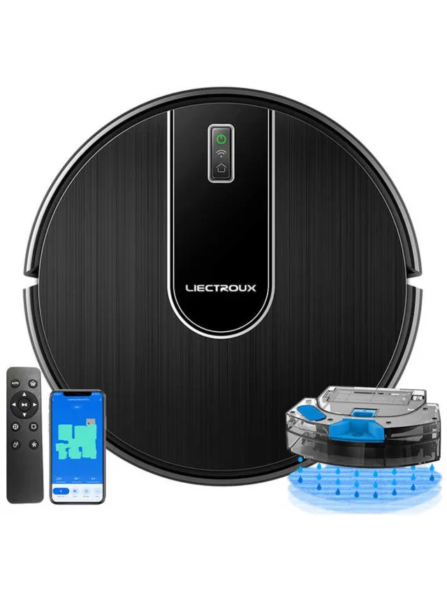 LIECTROUX N7S-U – 2-in-1 Robotstofzuiger en Laveur met Gyroscoop Navigatie, 5200 mAh, App/Alexa/Google Besturing Zwart