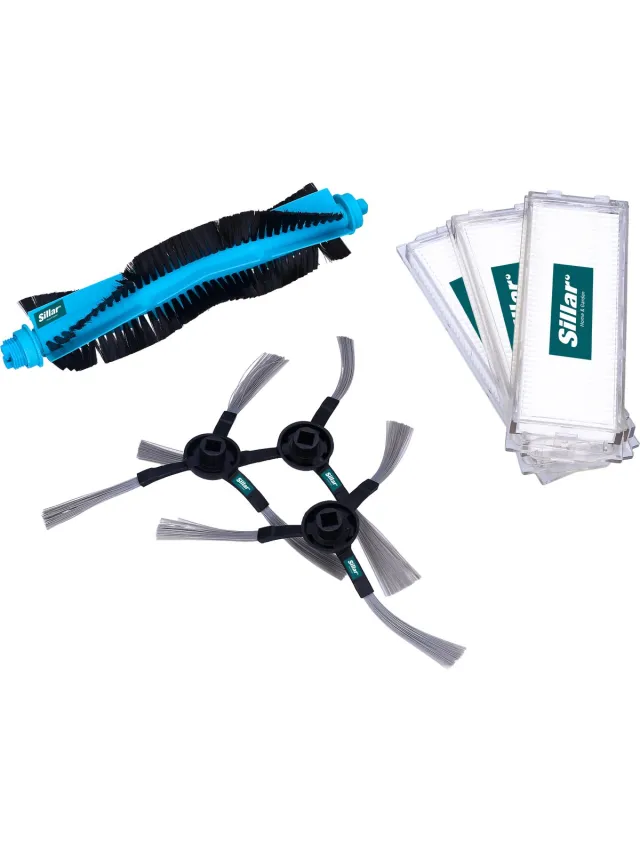 Sillar , set accessoires voor stofzuiger, vervangings, geschikt voor Mi Robot Vacuum Mop Pro, Viomi V2 V3 PRO SE, 3x HEPA filters, 3 zijborstels, hoofdborstel, 7 stuks Wit, zwart
